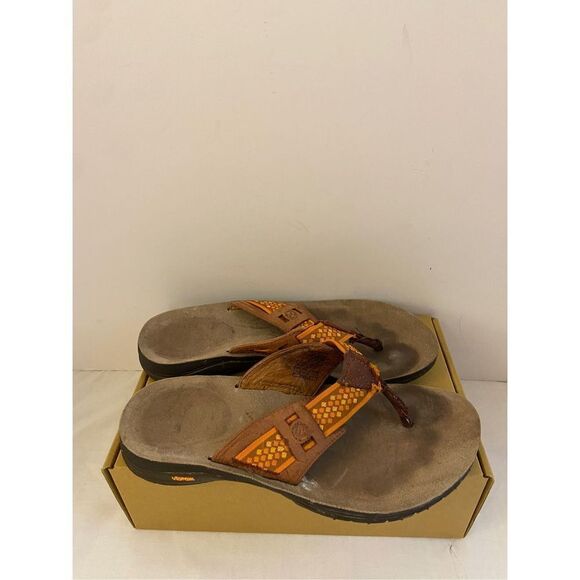 Merrell orange brown strap size 8 sandals Vibram soles - Picture 1 of 5
